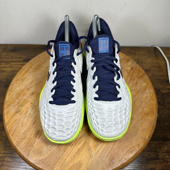 Nike Zoom Cage 3 HC Tennis Shoes White Blue Volt Men's Size 7.5 918193-004 - Picture 5 of 8
